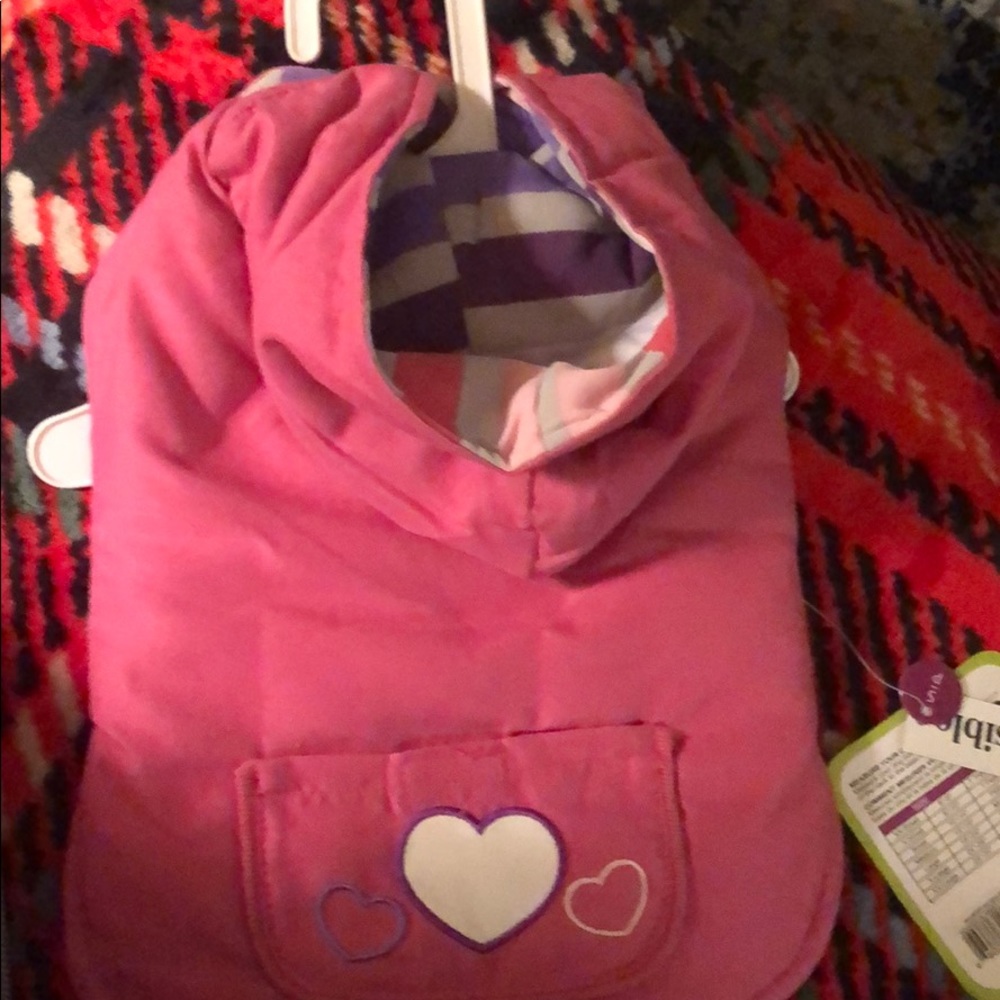 🐶 Dog Quilted Jacket Pink reversible to stripes